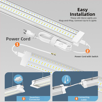LED trubica v tvare T, 1,2 m / 2,4 m, pre obchody a sklady, vysoký jas, 72W–100W dlhý svetelný pás