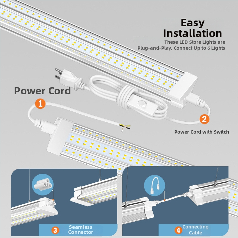 LED trubica v tvare T, 1,2 m / 2,4 m, pre obchody a sklady, vysoký jas, 72W–100W dlhý svetelný pás