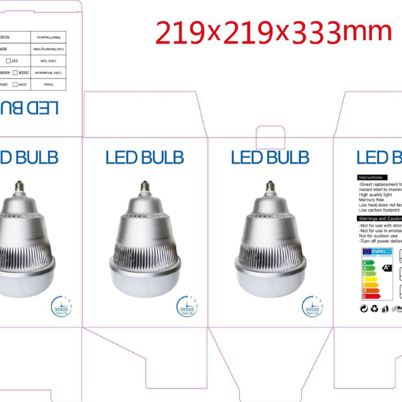 200W LED žarulja za industrijsko osvjetljenje, E27 baza, aluminijsko kućište, PC kućište, 220V, nije moguće prigušivanje, za tvornice i skladišta