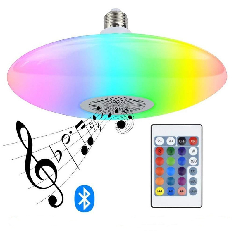 LED UFO svjetlo s Bluetooth glazbom, pametno daljinsko upravljanje, RGB promjena boja, E27 utičnica