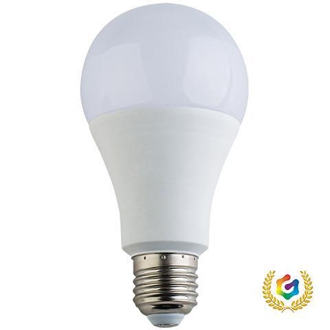 LED žarulja s plastičnim premazom od aluminija, 110–265V, oblik A19, baze E27/B22, 5000 lm, IP44