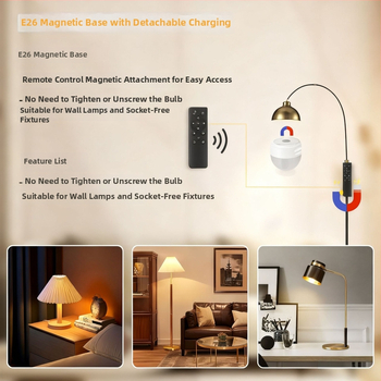 Punjenja RGB LED žarulja s daljinskim upravljačem 2,4 GHz, Bluetooth noćna lampica, magnetska navojna baza (E26/E27), vanjska nužna rasvjeta