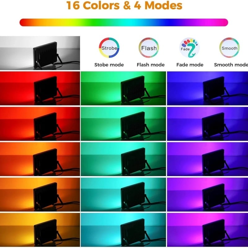 RGB εξωτερικός LED προβολέας, αδιάβροχος, με τηλεχειριστήριο, 50W/100W, πολύχρωμο φως για δέντρα και κήπο