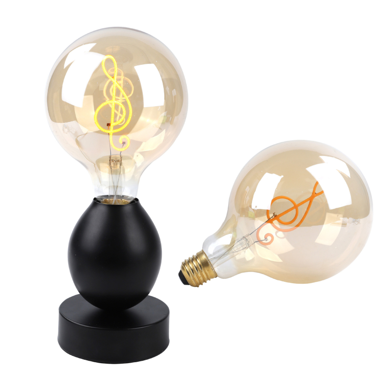 LED lampica sa slovom i notnim motivom, topla žuta, regulabilna, prilagodljiva unutarnja lampa s Edison E27 žaruljom