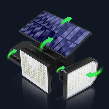 Solarni vanjski reflektor s tri glave, senzorom, daljinskim upravljanjem, vodootporan, osvjetljenje dvorišta i ulice, svjetlo za nužne situacije