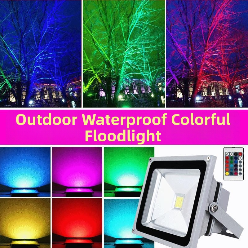 Farebný LED flood light s diaľkovým ovládaním pre vonkajšie osvetlenie, RGB, osvetlenie stromov, záhrad a parku, vodotesný