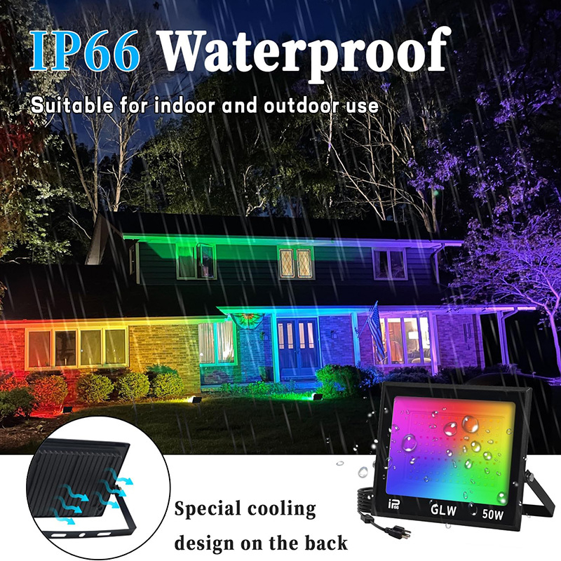 Vanjski LED RGB reflektor s promjenom boja, pejzažno osvjetljenje za vrt i dvorište (10W, IP65, aluminij)