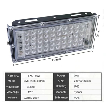 LED reflektor 110V, 50W, IP65 vodonepropusno vanjsko osvjetljenje za gradilište, snop 180°, 6000 lm