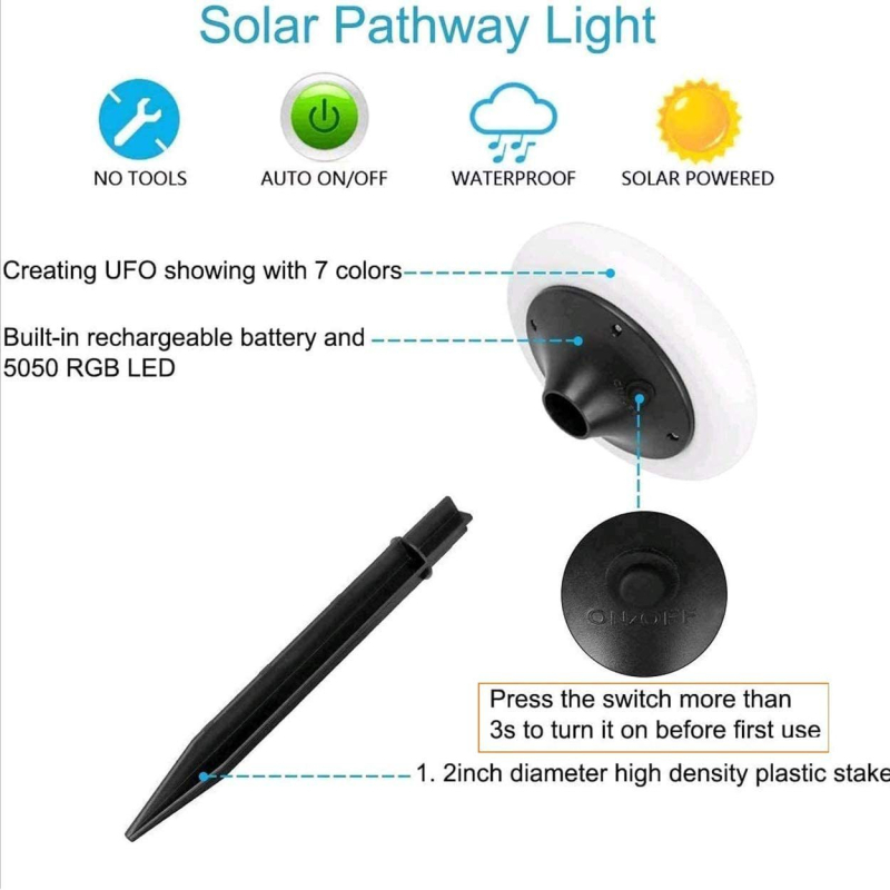 Solarne LED lampe za travu s stalkom, za vanjske vrtove i krajolik