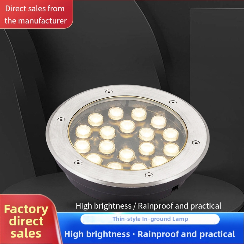 LED zabudovaná ultra tenká podzemná lampa, vonkajšia vodotesná zemná lampa pre parky a námestia, kruhová centrálná lampa