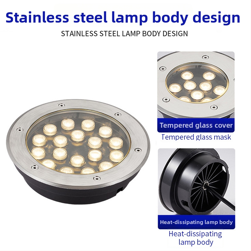 LED zabudovaná ultra tenká podzemná lampa, vonkajšia vodotesná zemná lampa pre parky a námestia, kruhová centrálná lampa