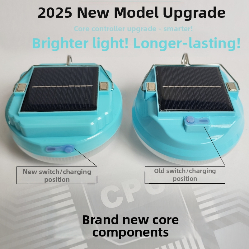 Solarna LED svjetiljka s USB punjenjem — ultra jaka kamp svjetiljka s kukom, u obliku bochnika kruha