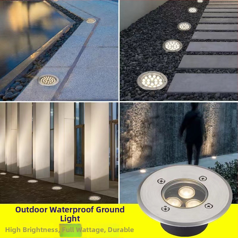 LED εξωτερικός αδιάβροχος ενσωματωμένος υπόγειος προβολέας, 3W, για τοπίο και αυλή, πολυχρωμος φωτισμός