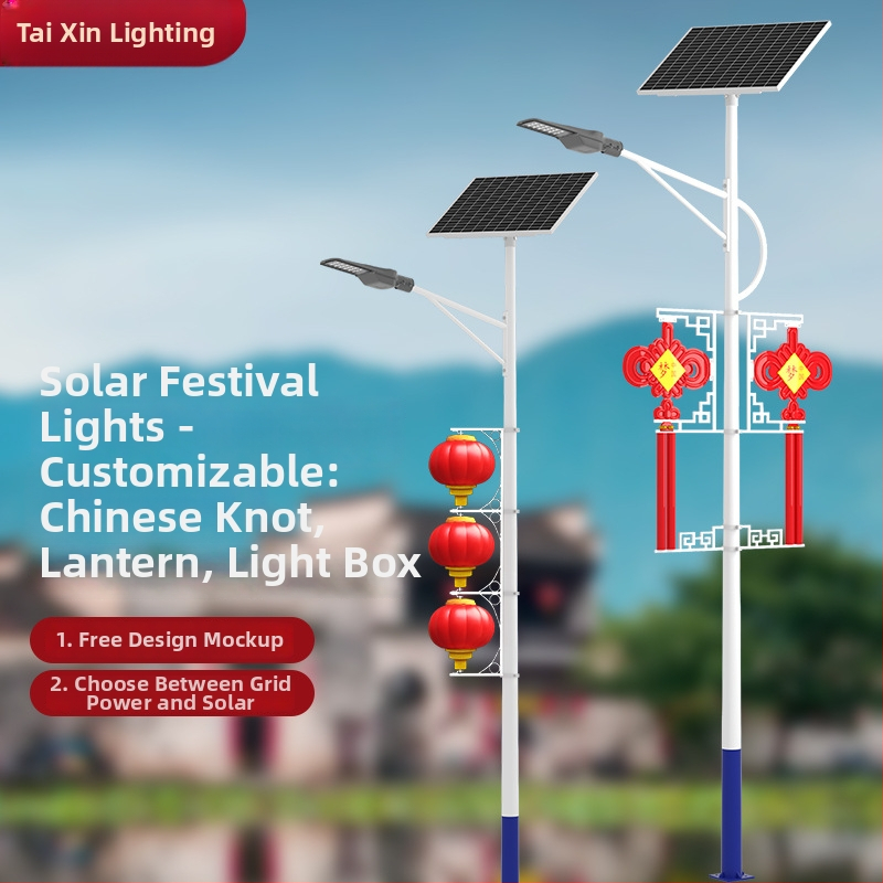 Solárna ulicná lampa s čínskym uzlom, Čínska draková loď No. 1, LED osvetlenie krajiny