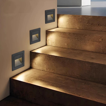 LED ugrađeno podno svjetlo s aluminijskim kućištem, za stepenice, kutove zidova, hodnike i dvorišta, 58×58 mm