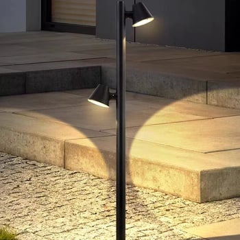 LED vanjska vodootporna svjetiljka za travnjak, moderna dvorišna lampa od aluminija s dvostrukim glavama
