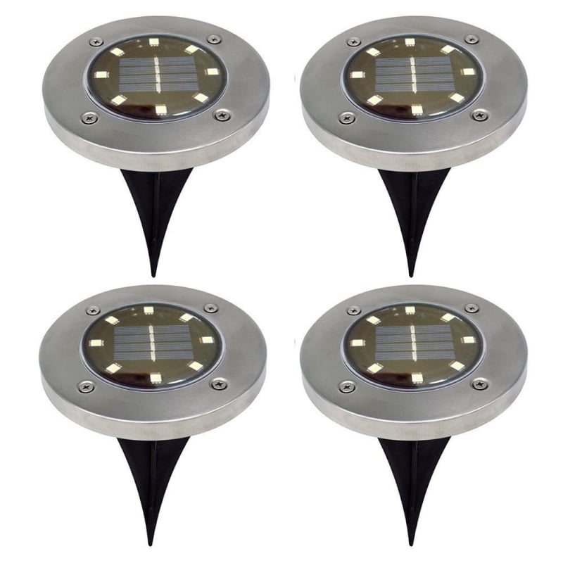 8 LED solarno podzemno svjetlo od nehrđajućeg čelika za vanjsku upotrebu – vrt, travnjak, dvorište, otporno na kišu