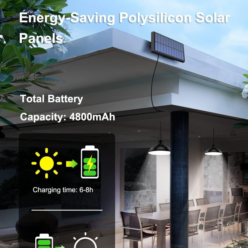 Solarna viseća svjetiljka s dvostrukom glavom i LED-om, za vanjsku i unutarnju upotrebu, daljinsko upravljanje