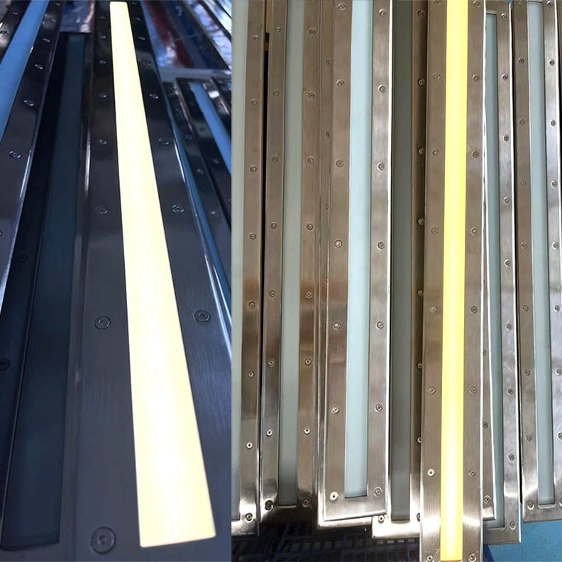 LED ugrađena tračna svjetiljka – vodootporna svjetiljka za pranje zida, kvadratno kućište od nehrđajućeg čelika, mat završna obrada, duga traka
