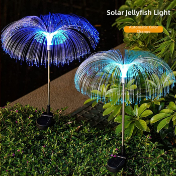Solarna lampa meduza s optičkim vlaknima, mijenja boje, za kampiranje i dvorište, s kontrolom svjetla.
