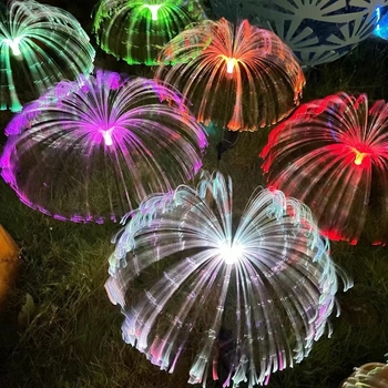 Solarna lampa meduza s optičkim vlaknima, mijenja boje, za kampiranje i dvorište, s kontrolom svjetla.