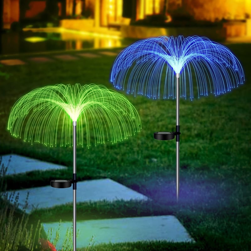 Solarna lampa meduza s optičkim vlaknima, mijenja boje, za kampiranje i dvorište, s kontrolom svjetla.