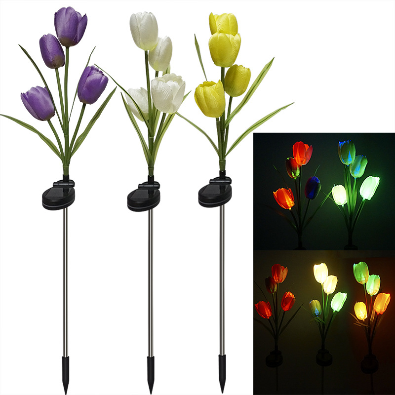 LED solarna lampa za travnjak u obliku tulipana, vanjsko osvjetljenje dvorišta