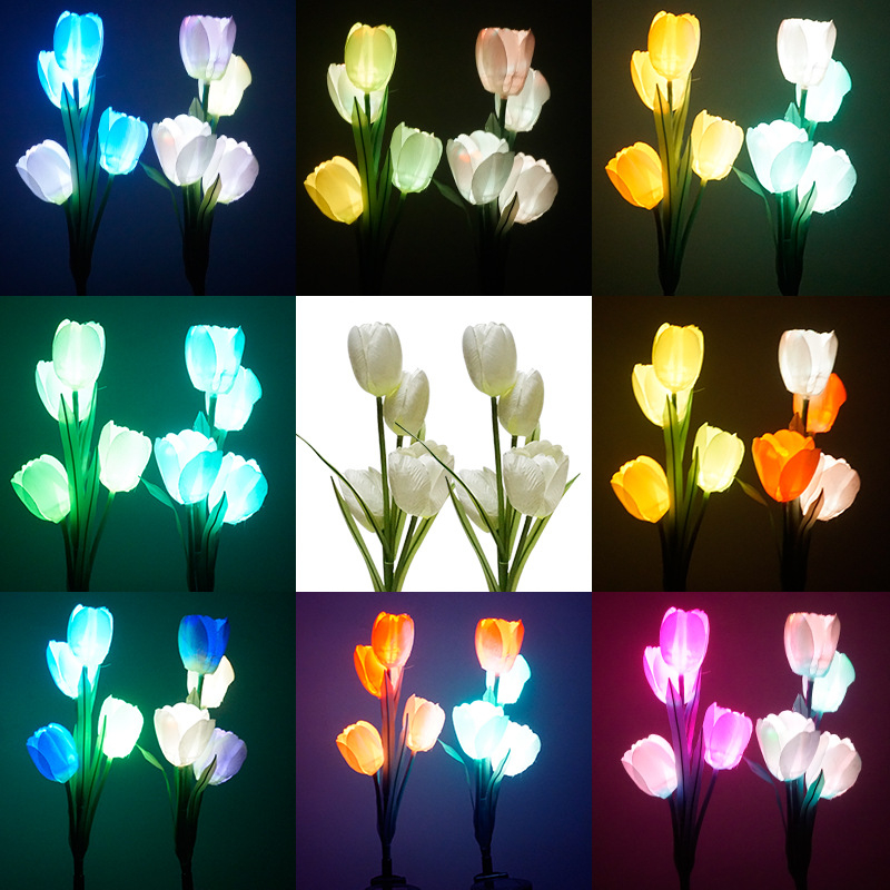 LED solarna lampa za travnjak u obliku tulipana, vanjsko osvjetljenje dvorišta
