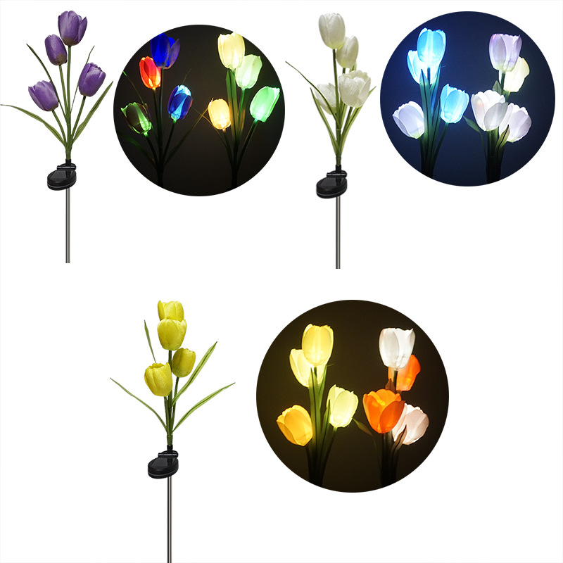 LED solarna lampa za travnjak u obliku tulipana, vanjsko osvjetljenje dvorišta