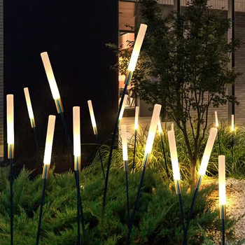 Lampă solară în formă de bețișor din stuf pentru exterior, iluminare LED rezistentă la apă, decor de grădină cu textură mată bule