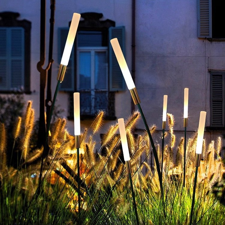 Lampă solară în formă de bețișor din stuf pentru exterior, iluminare LED rezistentă la apă, decor de grădină cu textură mată bule