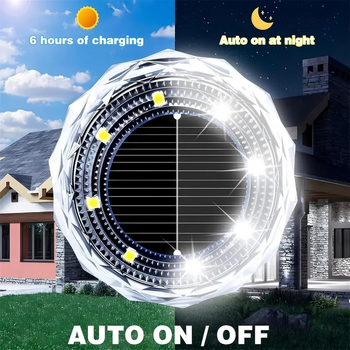 Novo vanjsko solarno podzemno svjetlo s kristalno-dijamantnom teksturom za dvorište, vrt i travnjak – ambijentalno osvjetljenje