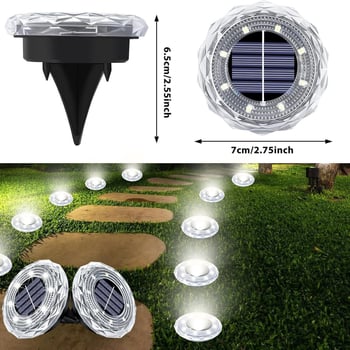 Novo vanjsko solarno podzemno svjetlo s kristalno-dijamantnom teksturom za dvorište, vrt i travnjak – ambijentalno osvjetljenje
