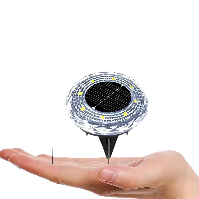 Novo vanjsko solarno podzemno svjetlo s kristalno-dijamantnom teksturom za dvorište, vrt i travnjak – ambijentalno osvjetljenje