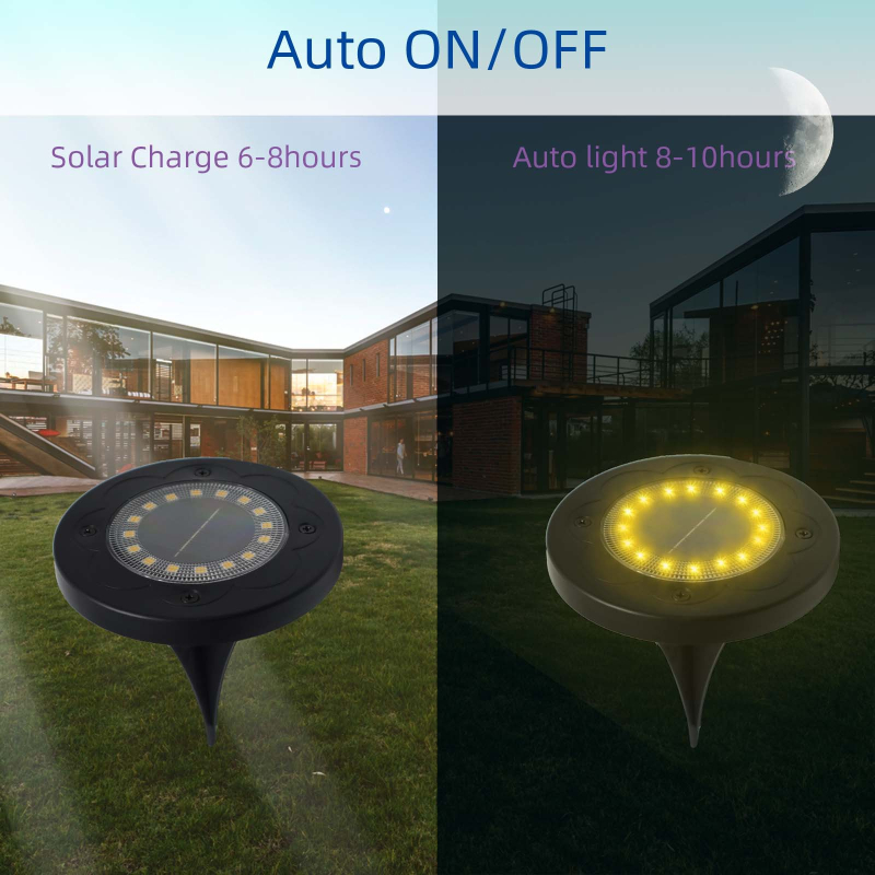 Nova solarna podzemna lampa s 16 LED, crna lampica za travnjak s dekorativnim uzorkom za vanjsko osvjetljenje krajolika