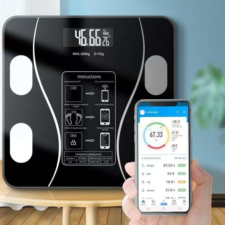 Bluetooth pametna vaga za mjerenje tjelesne masnoće, do 180 kg, kućna digitalna vaga visoke preciznosti