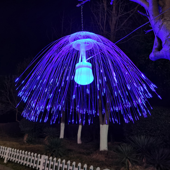 Lampă-meduză cu fibre optice, dublă, cu lumini colorate ce clipesc și efect cer stelat, pentru iluminat exterior de peisaj în piețe și parcuri