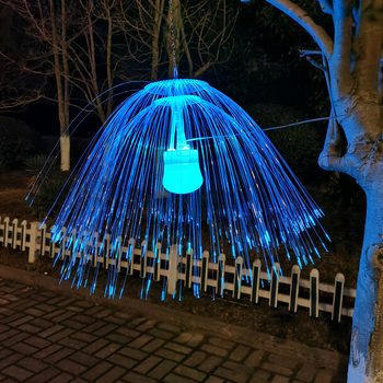 Lampă-meduză cu fibre optice, dublă, cu lumini colorate ce clipesc și efect cer stelat, pentru iluminat exterior de peisaj în piețe și parcuri