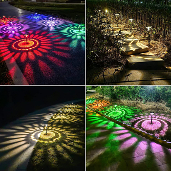 Solarna zemaljska lampa za vanjsku baštu s RGB projekcijom, vodootporna dekorativna svjetiljka za travnjak