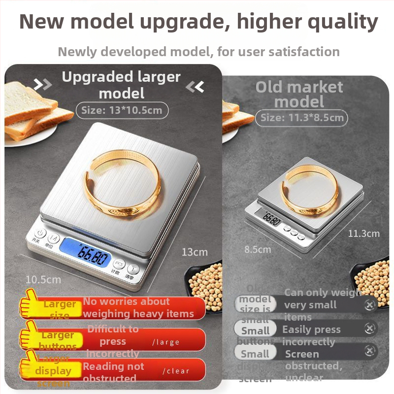 Digitalna vaga za nakit, preciznost 0,01 g, kompaktna gram vaga, kapacitet 3 kg