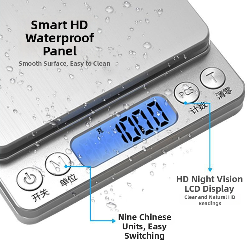 Digitalna vaga za nakit, preciznost 0,01 g, kompaktna gram vaga, kapacitet 3 kg