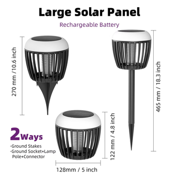 Vanjske solarne svjetiljke za vrt s repelentom protiv komaraca, osvjetljenje travnjaka i krajolika