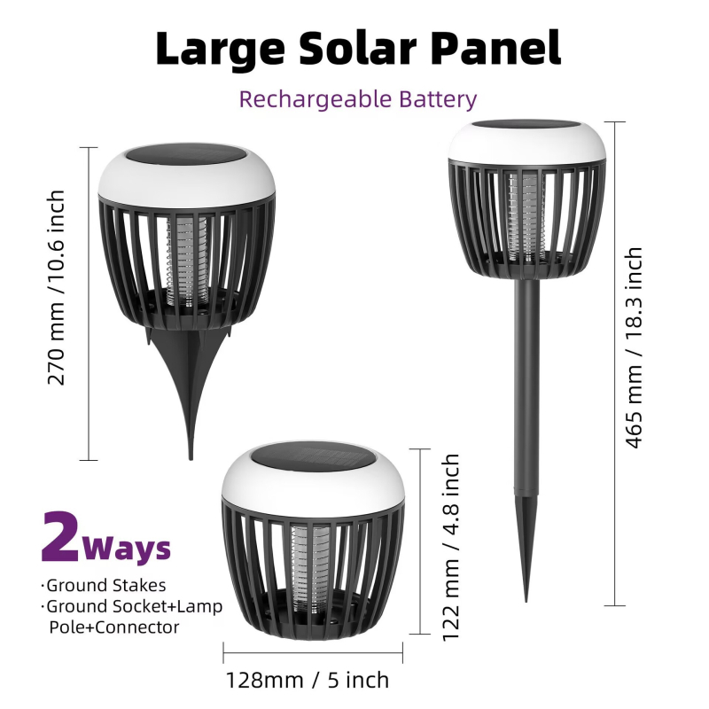 Vanjske solarne svjetiljke za vrt s repelentom protiv komaraca, osvjetljenje travnjaka i krajolika