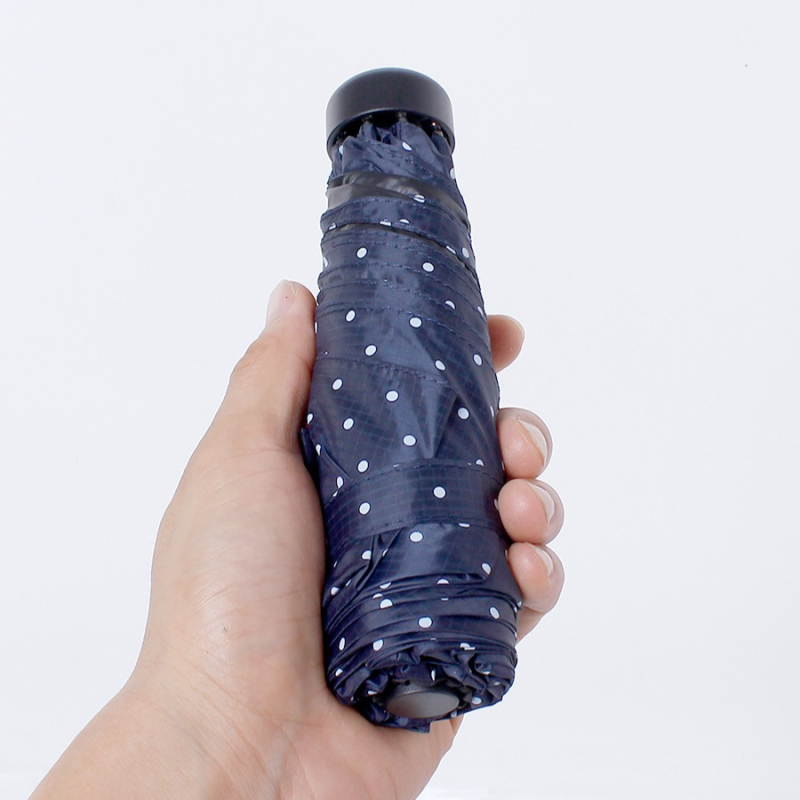 R5027 polka-dot ultra-tanki 20D kišobran, petodjelni, lagan 175 g, za sunce i kišu, sklopivi