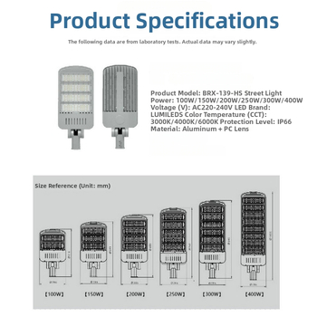 LED модул улично осветление, 220–240V, IP66 водоустойчиво, алуминиев корпус, високопроизводително общинско пътно осветление, лъч 70°×140°, 120–300 LED