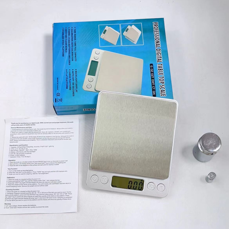 i2000 digitalna kuhinjska vaga s dvostrukim posudama, nehrđajući čelik, srebrna boja, kapacitet 3 kg, prijenosna vaga za nakit