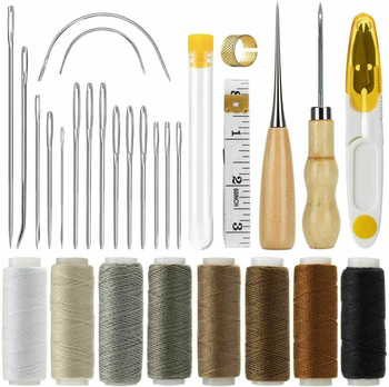 Set alata za šivanje kože i tkanine, 29 komada, DIY skup s konusnim škarama