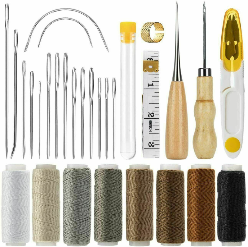 Set alata za šivanje kože i tkanine, 29 komada, DIY skup s konusnim škarama