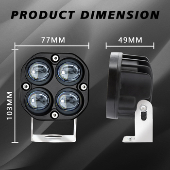 LED προβολέας τετράφυλλου σχήματος, 40W, φακός, κίτρινο/λευκό φως, για φορτηγά