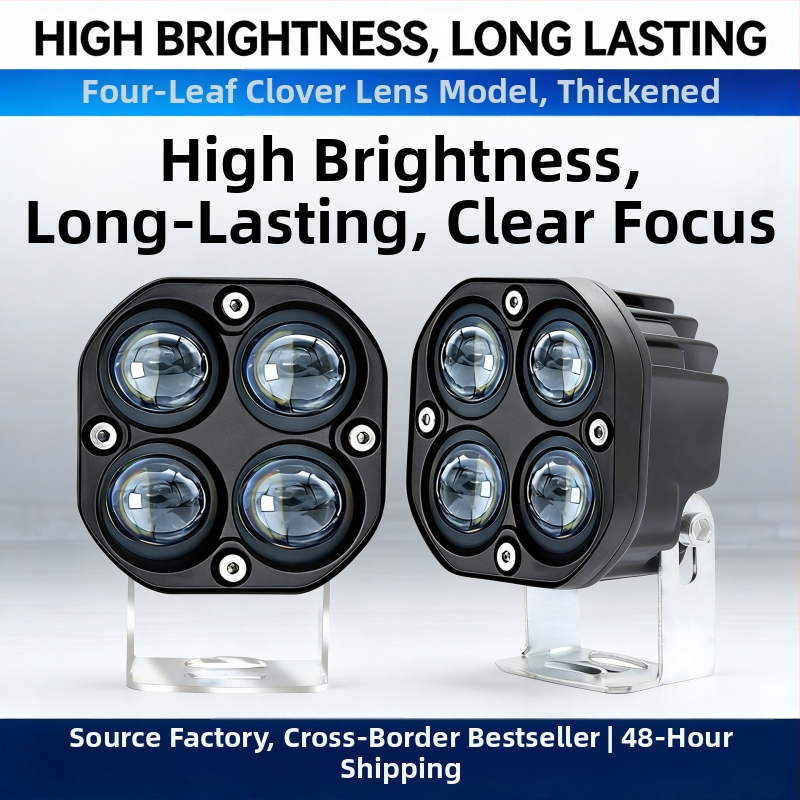 LED reflektor tvaru štvorlístka, 40W, s šošovkou, žlté a biele svetlo, pre nákladné vozidlá